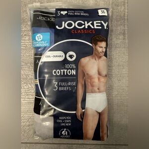 Jockey Men's Classic Full Rise Brief Size 36 - 3 Pack True Blue, Stripe & Gray